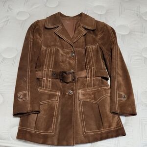 70s Suede Brown Utility Jacket
